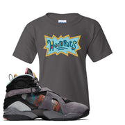 Jordan 8 N7 Pendleton Hood Rats Charcoal Gray Sneaker Hook Up Kid's T-Shirt