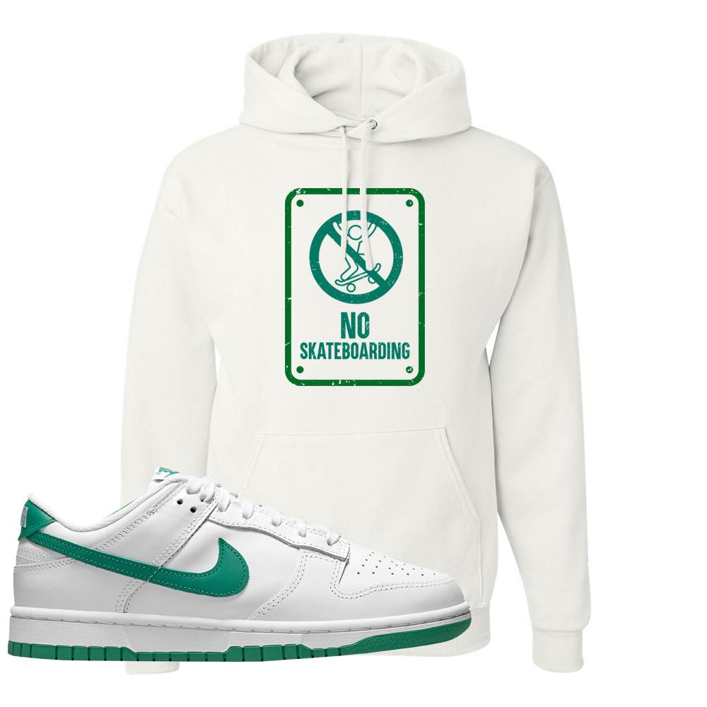 White Green Low Dunks Hoodie | No Skating Sign, White