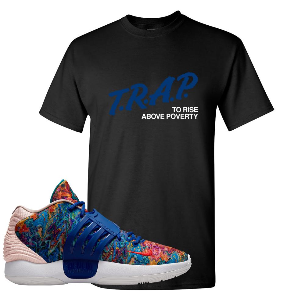 Deep Royal KD 14s T Shirt | Trap To Rise Above Poverty, Black
