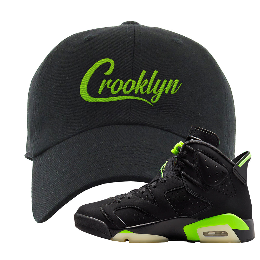 Electric Green 6s Dad Hat | Crooklyn, Black