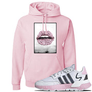 WMNS Nite Jogger Pink Boost Sneaker Classic Pink Pullover Hoodie | Hoodie to match Adidas WMNS Nite Jogger Pink Boost Shoes | Rose Lips
