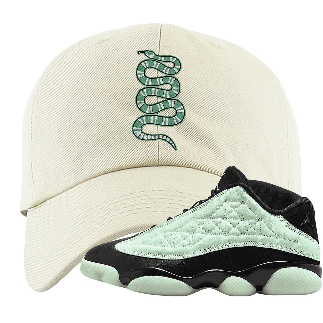 Single's Day Low 13s Dad Hat | Coiled Snake, White