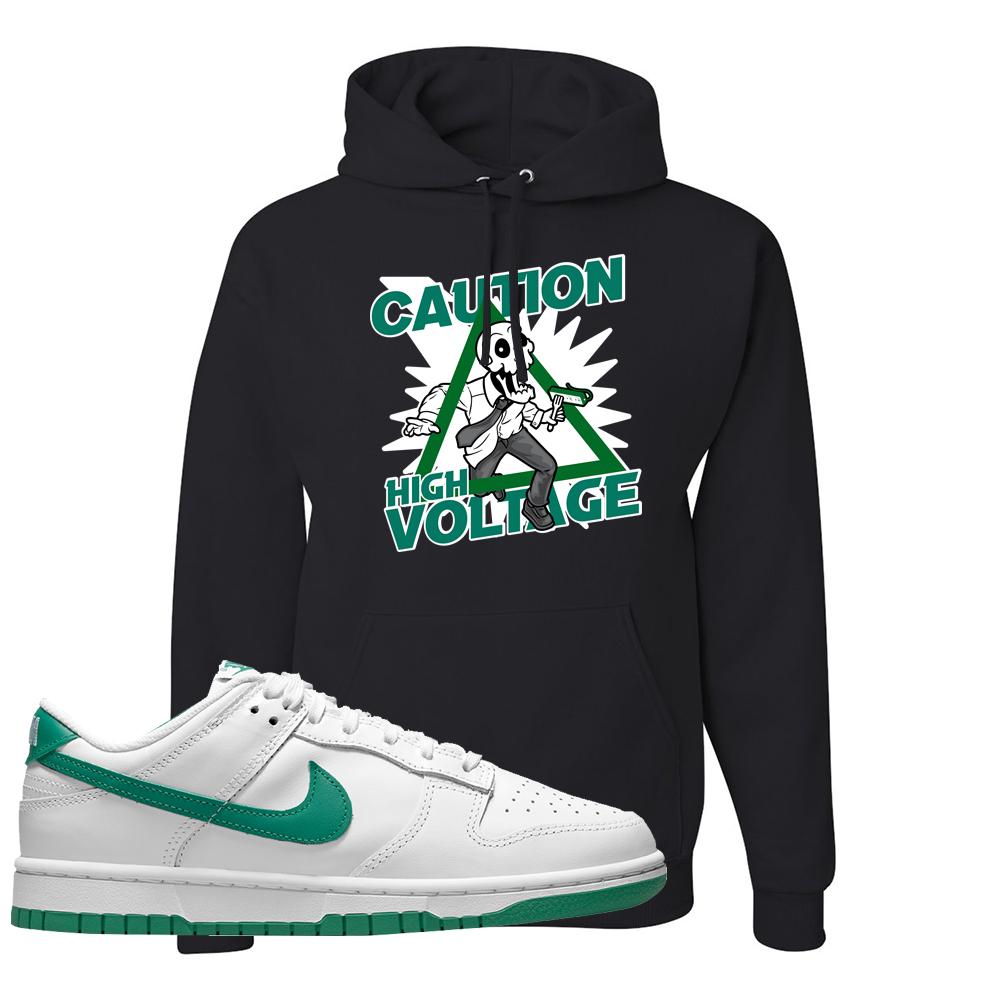 White Green Low Dunks Hoodie | Caution High Voltage, Black