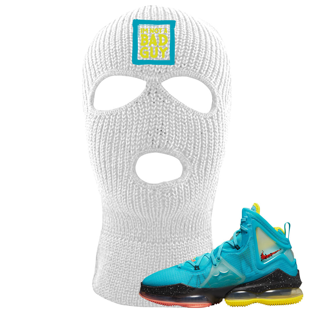 South Beach Christmas Bron 19s Ski Mask | I'm Not A Bad Guy, White