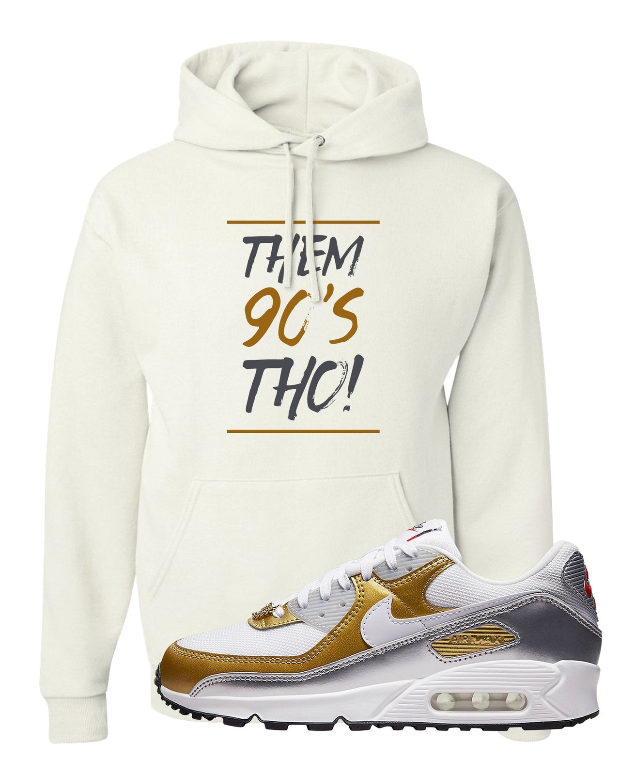 Gold Silver 90s Hoodie | Them 90's Tho, White