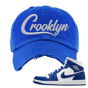 Air Jordan 1 Mid Kentucky Blue Distressed Dad Hat | Crooklyn, Royal