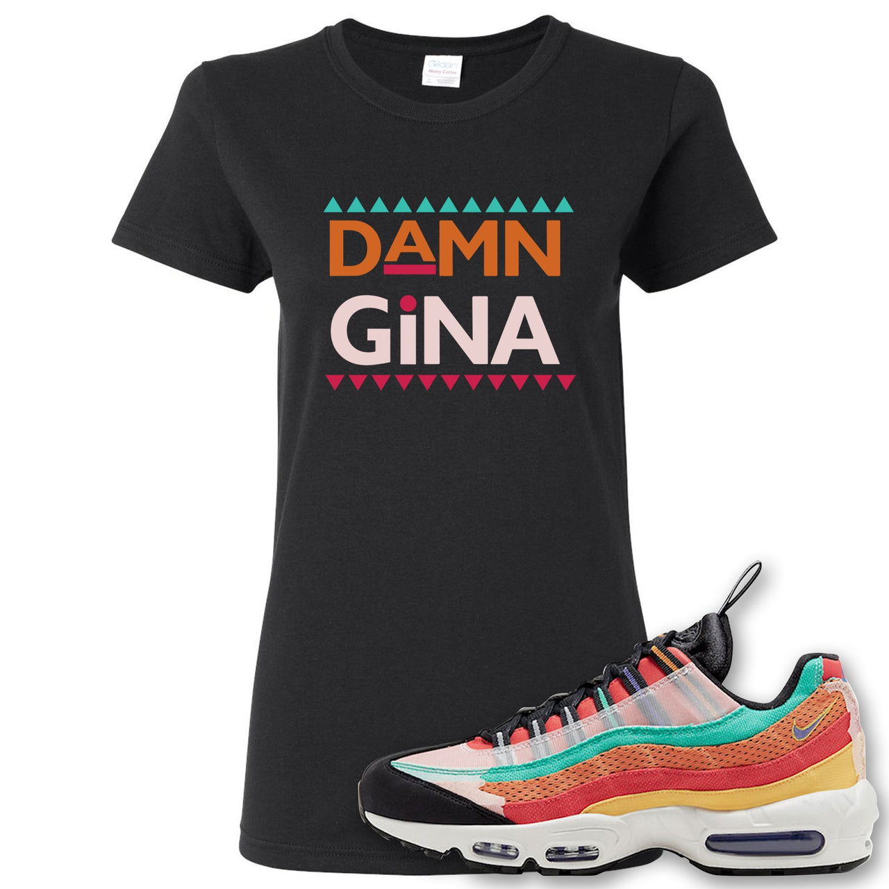 Air Max 95 Black History Month Sneaker Black Women's T Shirt | Women's Tees to match Nike Air Max 95 Black History Month Shoes | Damn Gina