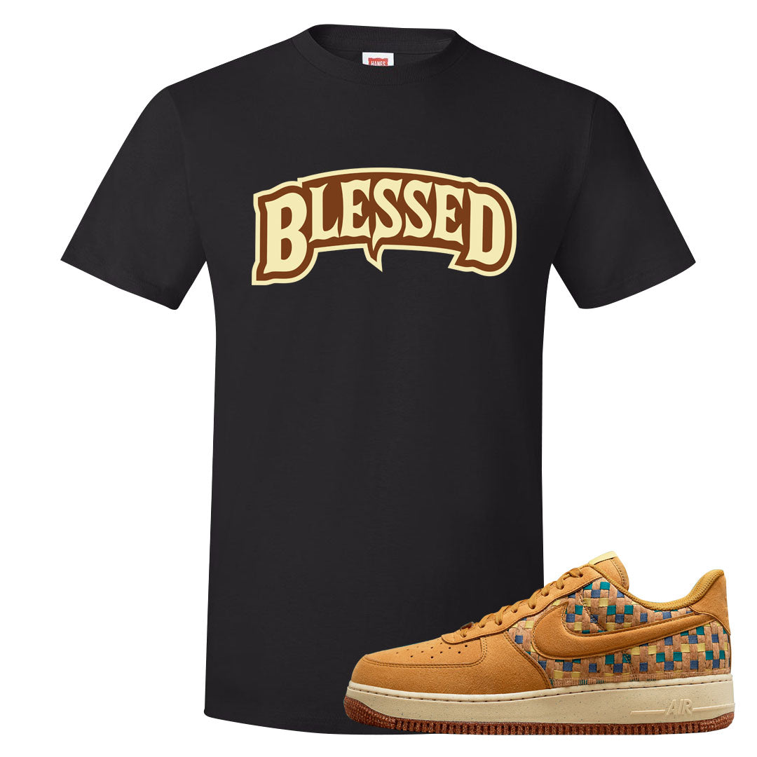 Woven Cork Low AF 1s T Shirt | Blessed Arch, Black