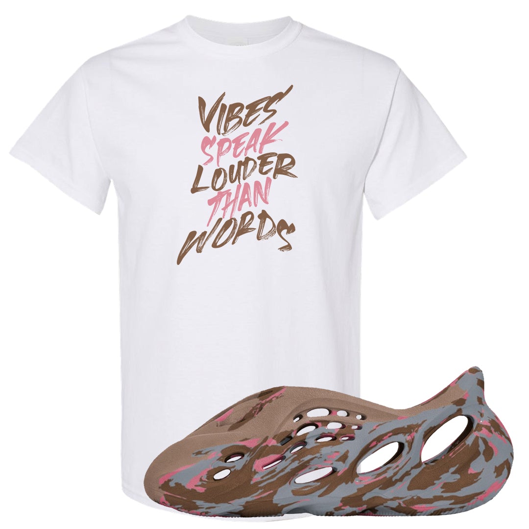MX Sand Grey Foam Runners T Shirt | Vibes Speak Louder Than Words, White