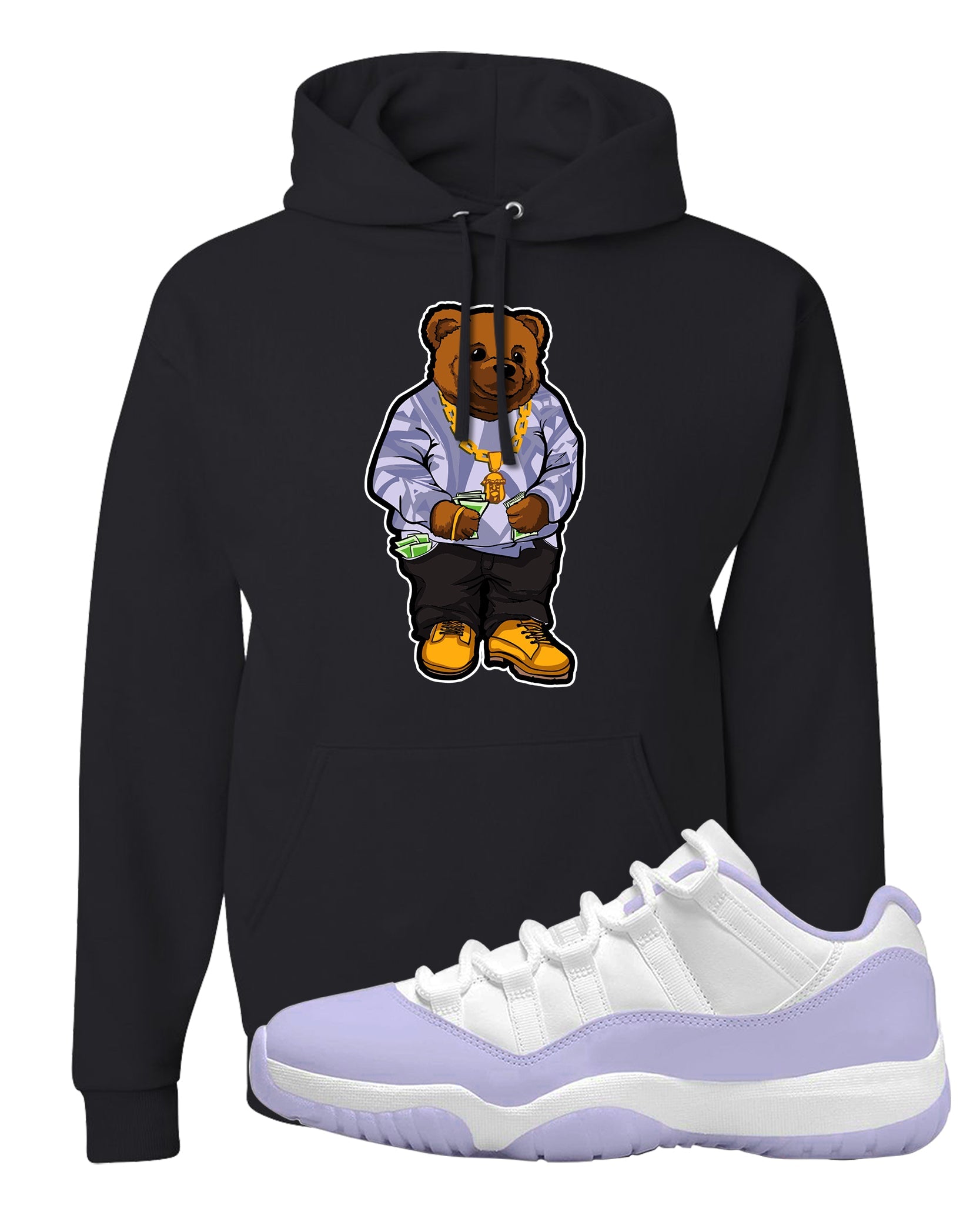 Pure Violet Low 11s Hoodie | Sweater Bear, Black