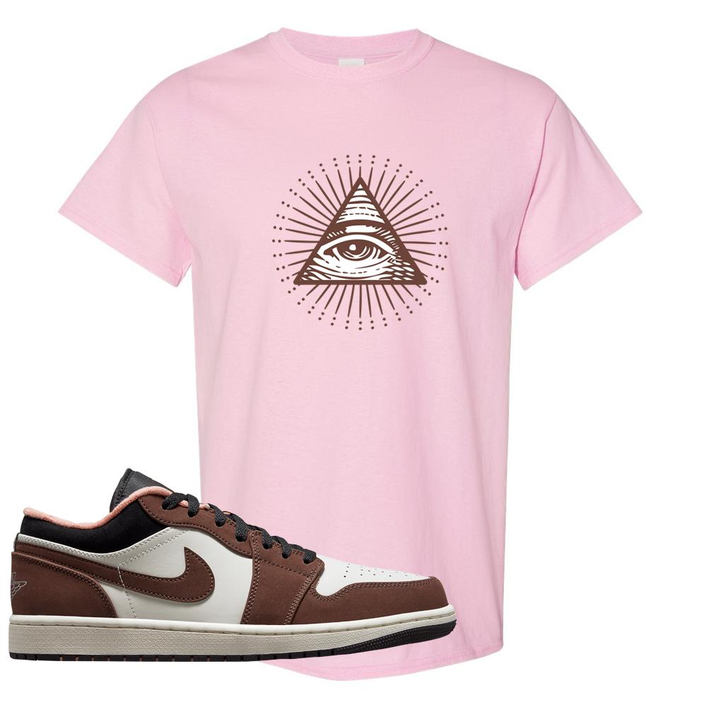 Mocha Low 1s T Shirt | All Seeing Eye, Light Pink