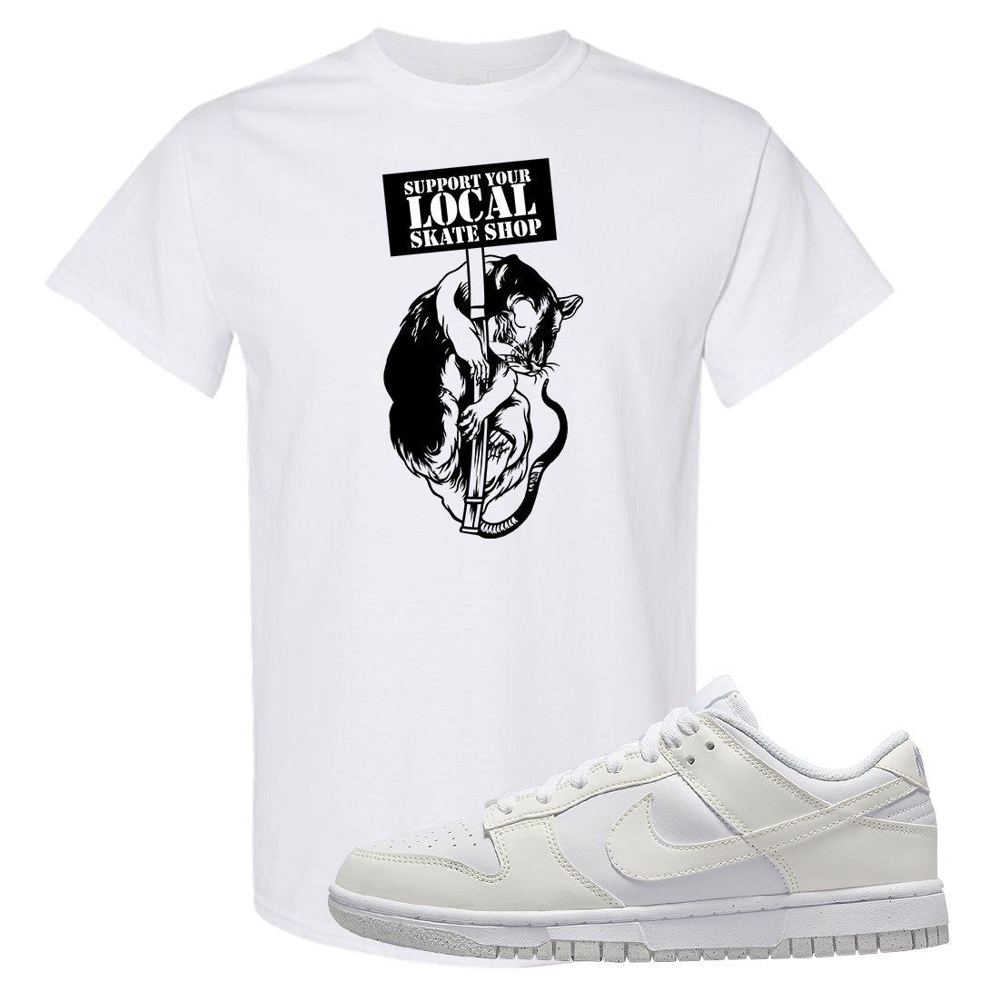 Next Nature White Low Dunks T Shirt | Support Your Local Skate Shop, White
