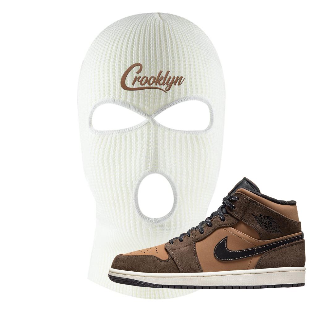 Earthy Brown Mid 1s Ski Mask | Crooklyn, White