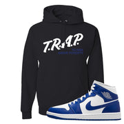 Air Jordan 1 Mid Kentucky Blue Hoodie | Trap To Rise Above Poverty, Black