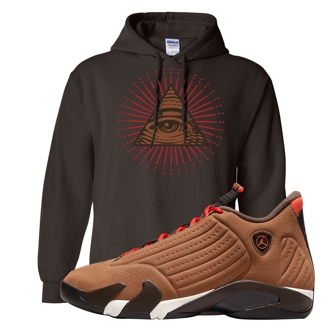 Winterized 14s Hoodie | All Seeing Eye, Chocolate