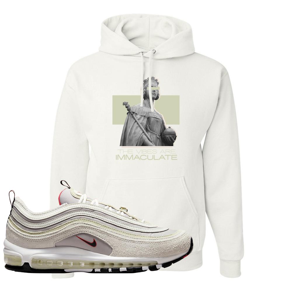 First Use Suede 97s Hoodie | The Vibes Are Immaculate, White