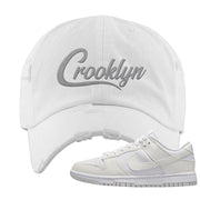 Move To Zero White Low Dunks Distressed Dad Hat | Crooklyn, White