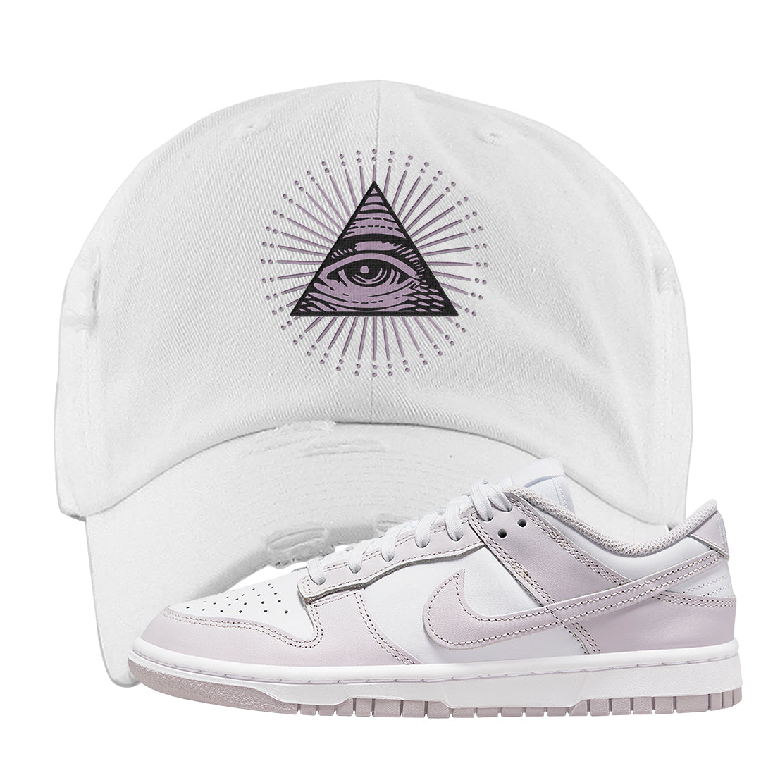 Venice Low Dunks Distressed Dad Hat | All Seeing Eye, White