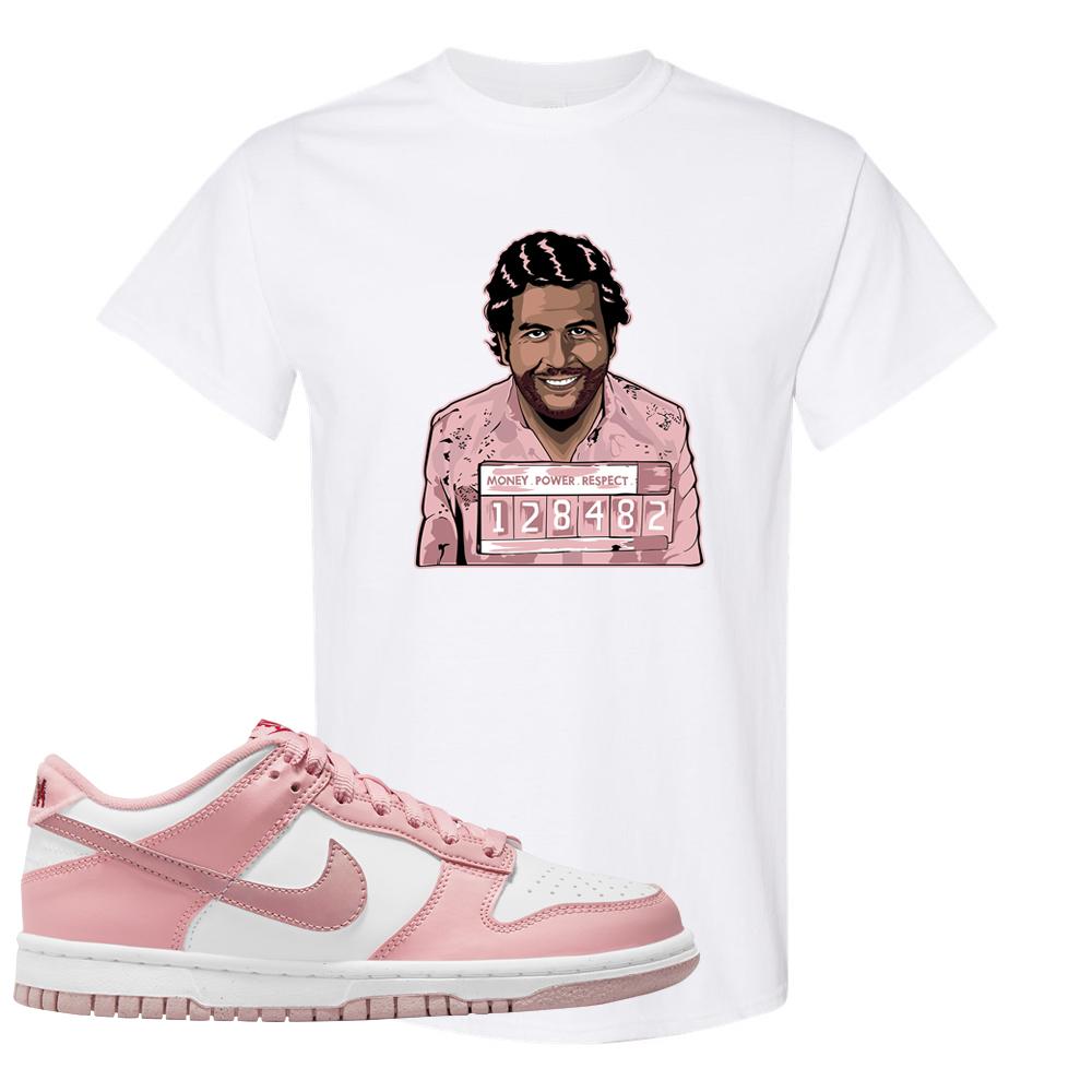 Pink Velvet Low Dunks T Shirt | Escobar Illustration, White