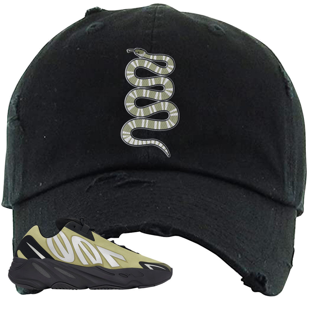 Resin MNVN 700s Distressed Dad Hat | Coiled Snake, Black