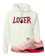 Arctic Pink Low 5s Hoodie | Lover, White