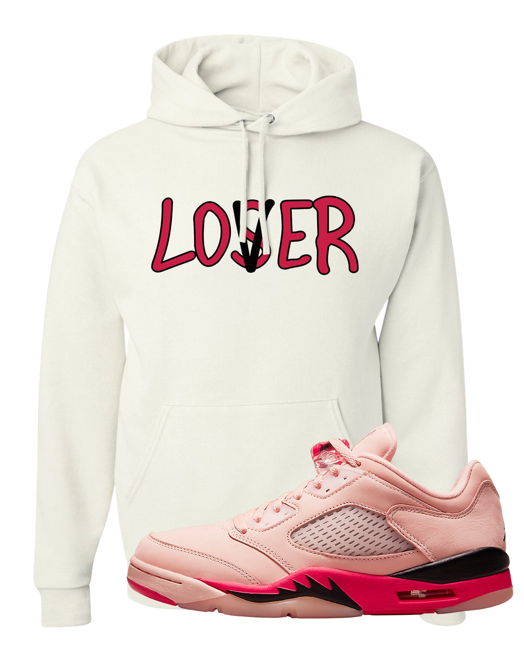 Arctic Pink Low 5s Hoodie | Lover, White