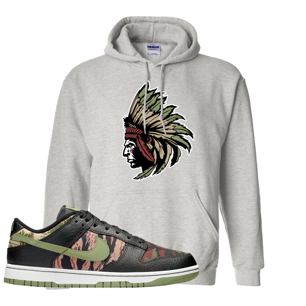 Multi Camo Low Dunks Hoodie | Indian Chief, Ash