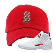 Twist White Red 12s Distressed Dad Hat | Coiled Snake, Red