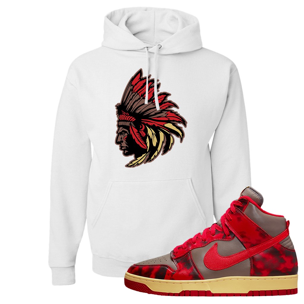 Acid Wash Red 1985 High Dunks Hoodie | Indian Chief, White