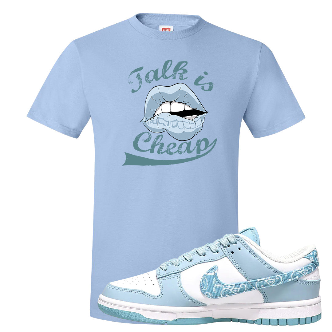 Paisley Light Blue Low Dunks T Shirt | Talk Is Cheap, Light Blue