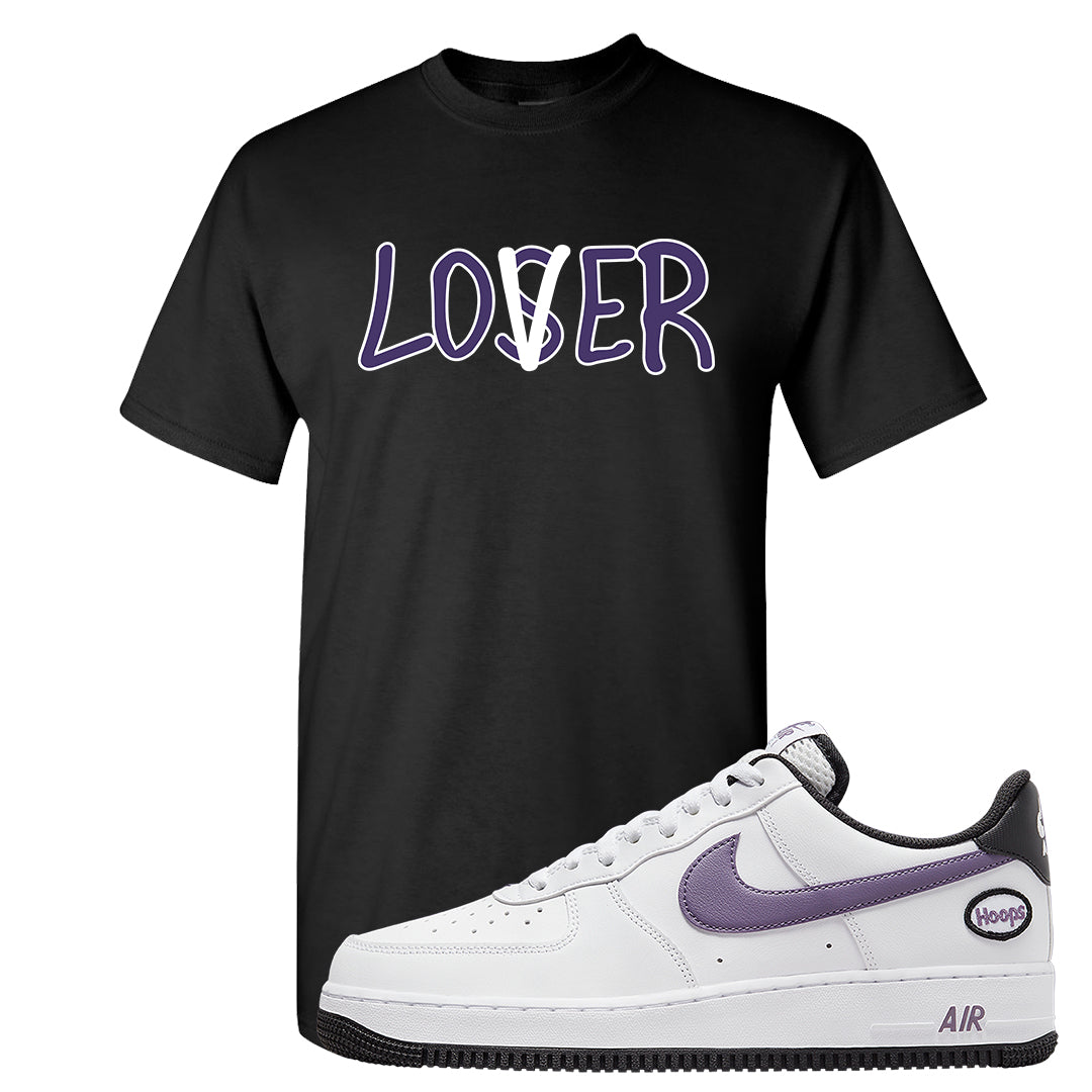 Canyon Purple Hoop AF1s T Shirt | Lover, Black