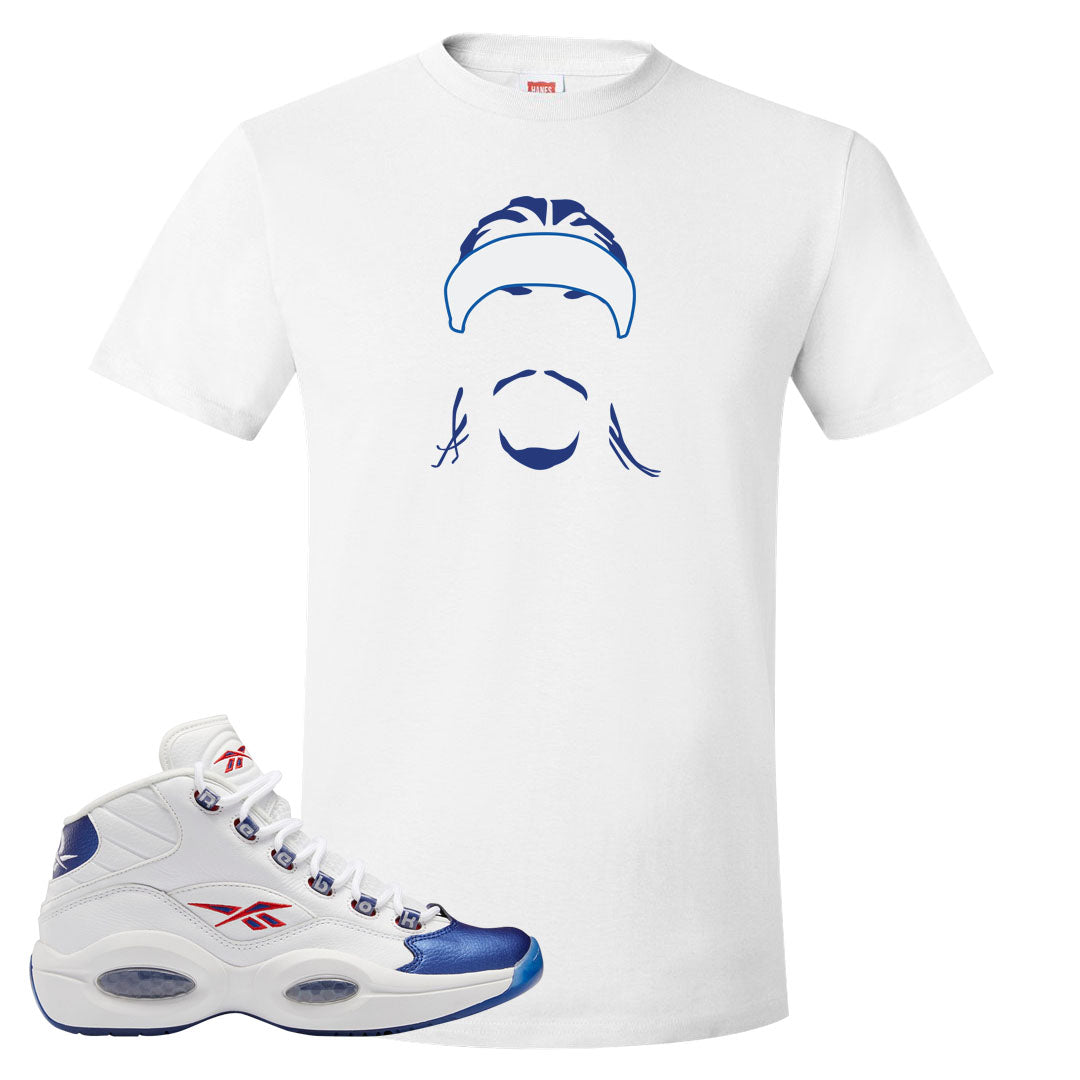 Blue Toe Question Mids T Shirt | Headband Corn Rows, White