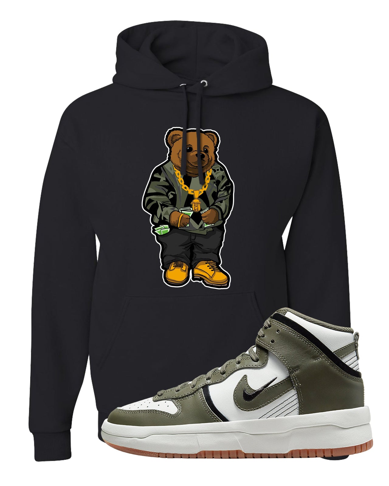 Cargo Khaki Rebel High Dunks Hoodie | Sweater Bear, Black