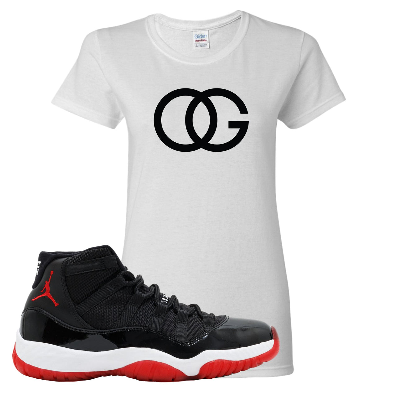 Jordan 11 Bred OG White Sneaker Hook Up Women's T-Shirt