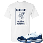 Snakeskin Low Blue 11s T Shirt | Caution of Snake, White