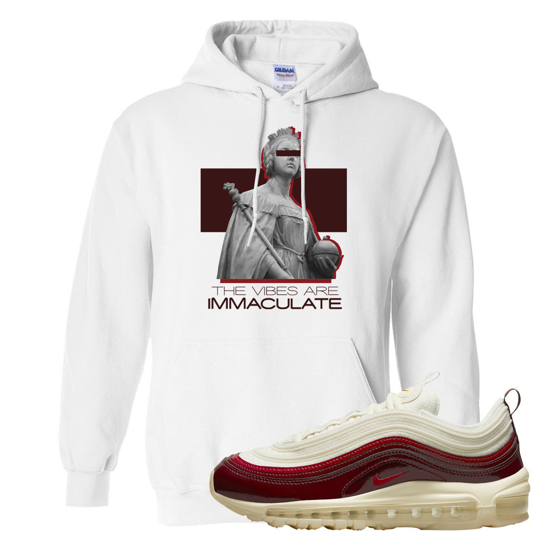 Dark Beetroot 97s Hoodie | The Vibes Are Immaculate, White