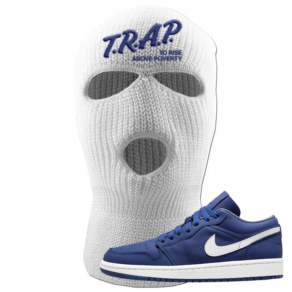 WMNS Dusty Blue Low 1s Ski Mask | Trap To Rise Above Poverty, White