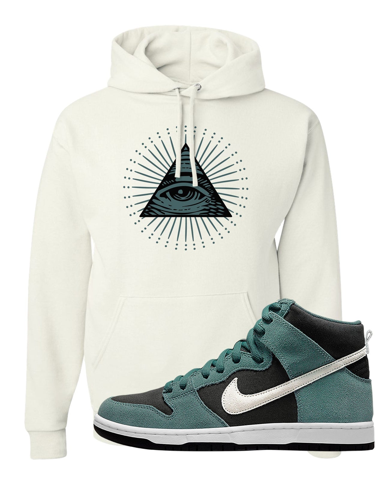 Green Suede High Dunks Hoodie | All Seeing Eye, White