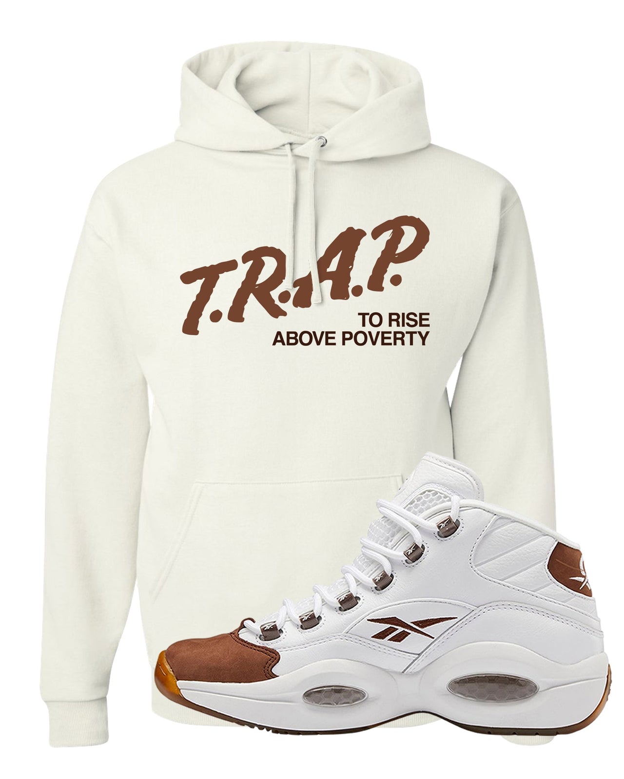 Mocha Question Mids Hoodie | Trap To Rise Above Poverty, White