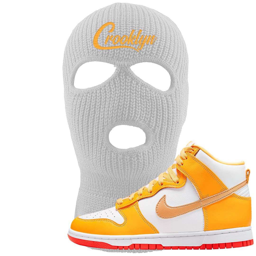 Yellow Gold Orange High Dunks Ski Mask | Crooklyn, White