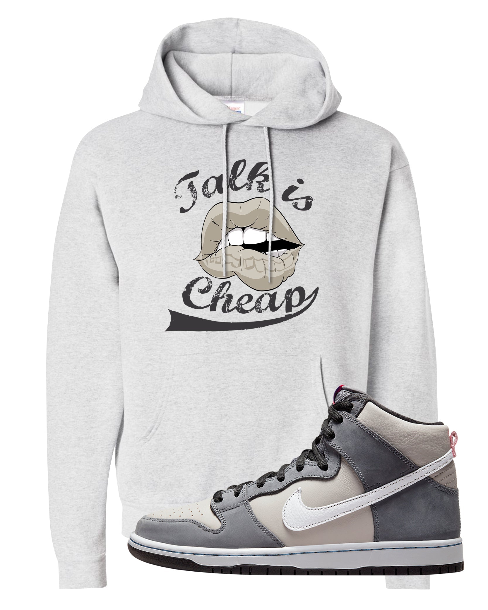 Medium Grey High Dunks Hoodie | Talk Is Cheap, Ash