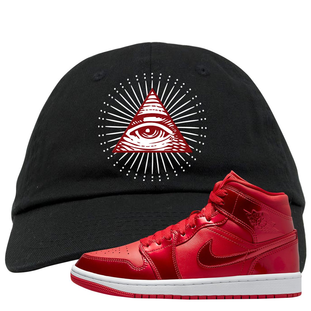 University Red Pomegranate Mid 1s Dad Hat | All Seeing Eye, Black