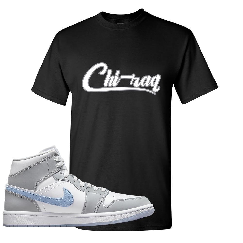 Air Jordan 1 Mid Grey Ice Blue T Shirt | Chiraq, Black