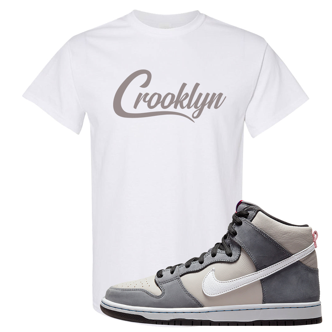 Medium Grey High Dunks T Shirt | Crooklyn, White