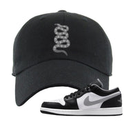 Air Jordan 1 Low Black Medium Grey Dad Hat | Coiled Snake, Black