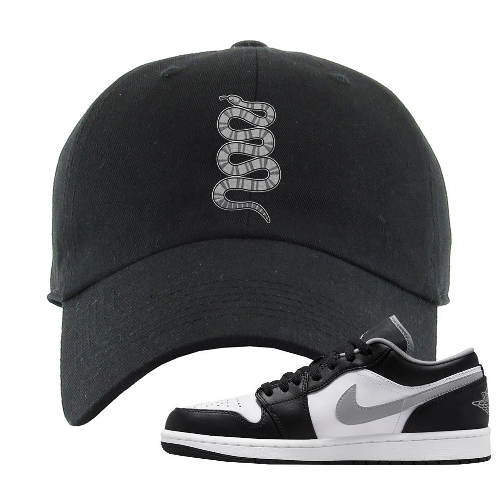 Air Jordan 1 Low Black Medium Grey Dad Hat | Coiled Snake, Black