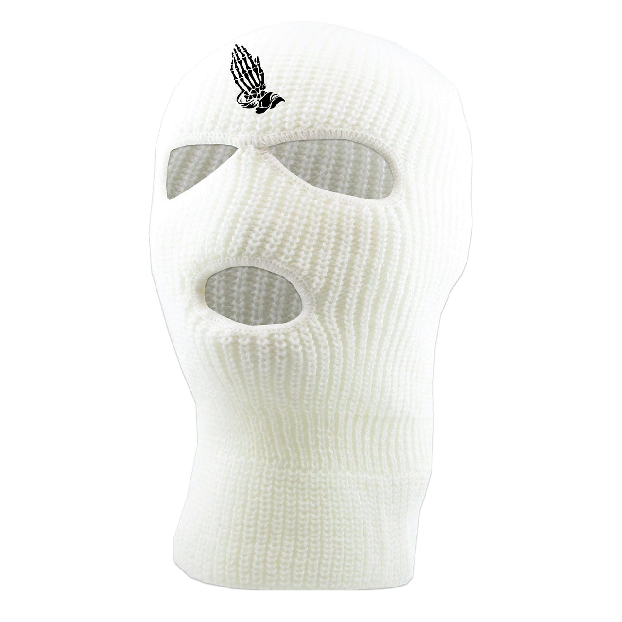Bone White 500s Ski Mask | Praying Skeleton Hands, White