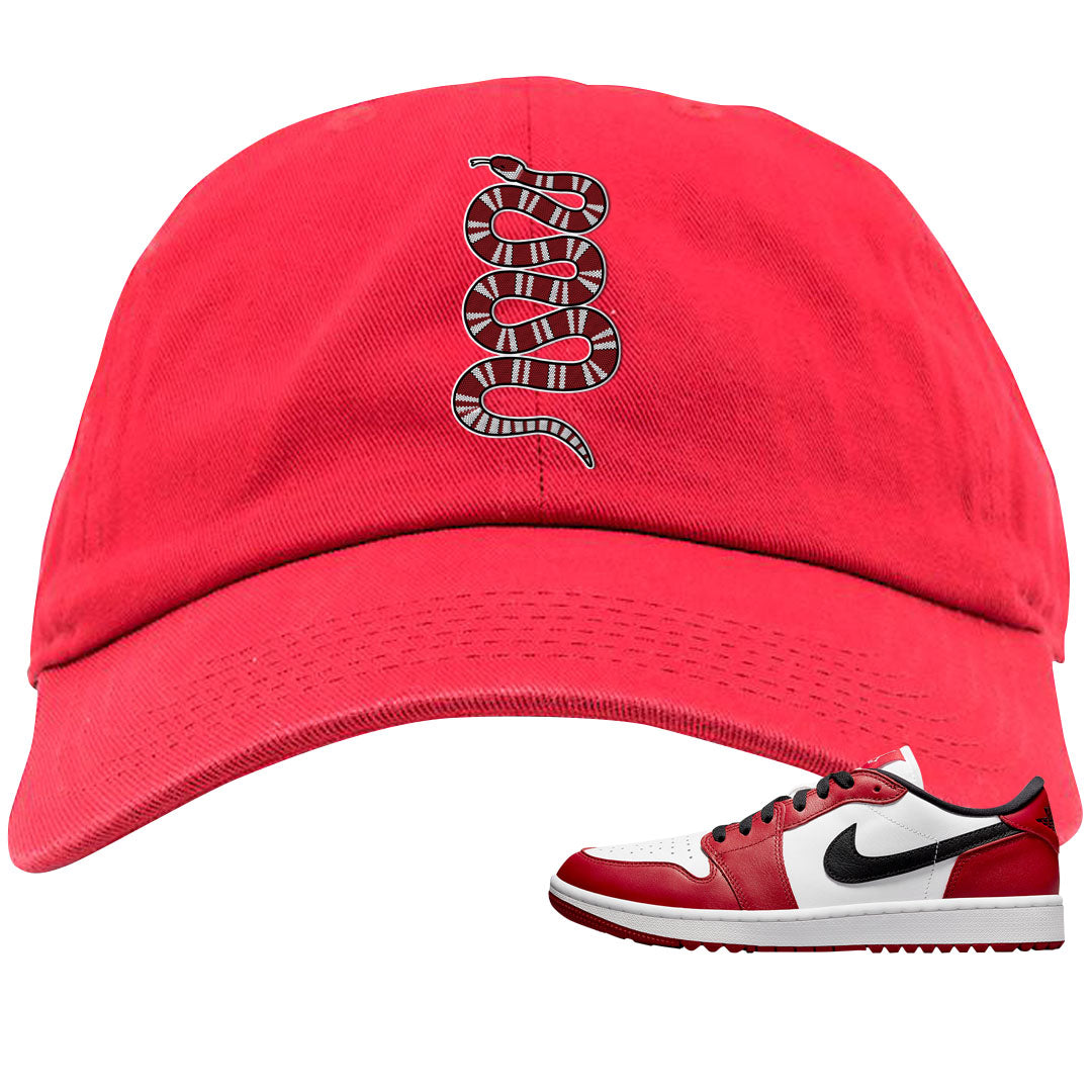 Chicago Golf Low 1s Dad Hat | Coiled Snake, Red