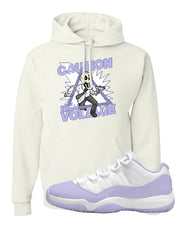 Pure Violet Low 11s Hoodie | Caution High Voltage, White