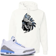 Jordan 3 UNC Sneaker White Pullover Hoodie | Hoodie to match Nike Air Jordan 3 UNC Shoes | Indian Chief